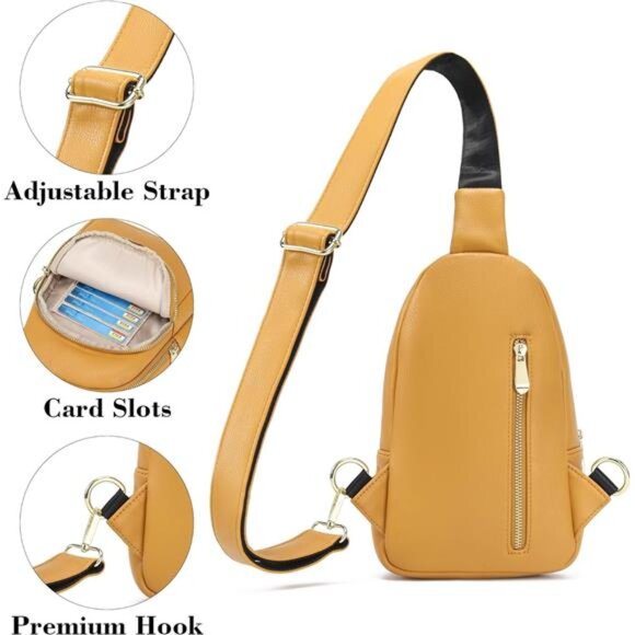 INICAT Crossbody Sling Bags Fanny Packs Leather Purses Chest Bag for Women - Picture 4 of 7